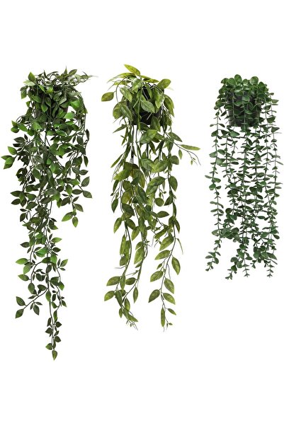 Generic 3 Pcs Artificial Hanging Plants-Eucalyptus Mandala Snow Pea Vine in Pot Plants for Office Farmhouse
