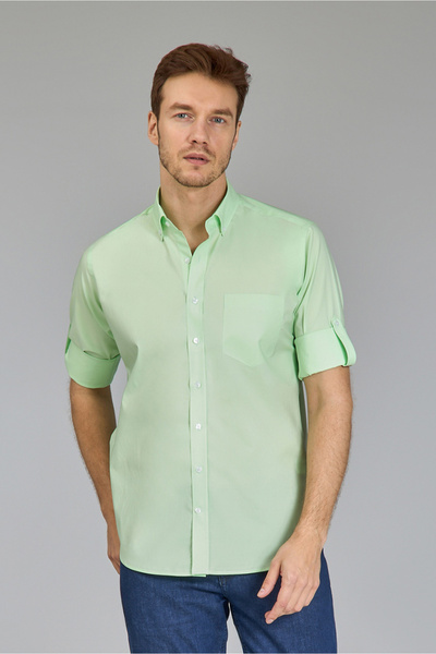 Bisse Men's Light Green Regular Fit Pasha Collar Shirt