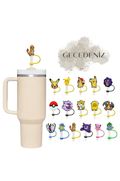 GECEDENİZ Thermos Compatible Straw Stopper Charmander Pokemon