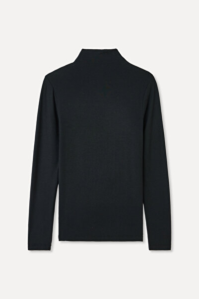 Mudo Modal Mixed Stand-Up Collar Fitted Long Sleeve T-Shirt