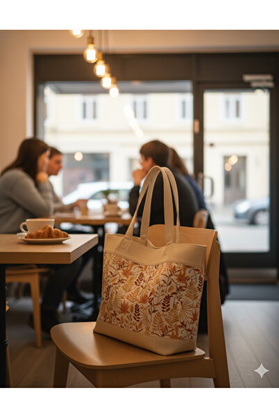 Otay Handmade Handmade Autumn Leaves Patterned Canvas Bag