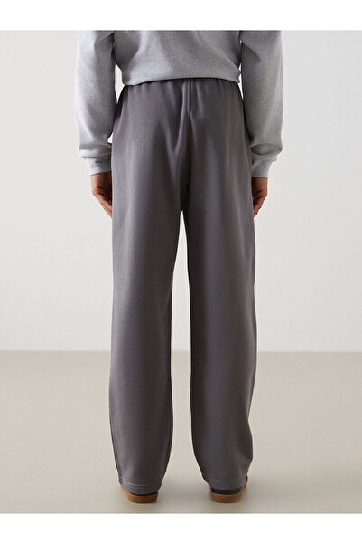 LC Waikiki Gray Comfortable Fit Waist-Tie Men's Thick Sweatpants