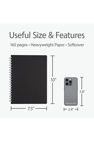 Oxford Undated Meeting Notebook, Black Heavy Cover, 32 lb Paper, 7.5×10 in, 160 pages