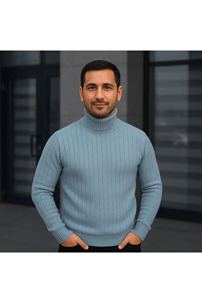 MODA Men's Turtleneck Knitted Sweater Cotton Thick Corded Fabric Woven, Regul...