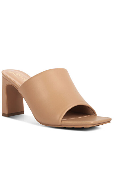 london Rag Women Slip-On Mid Heel Sandals in Camel