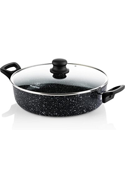 Westinghouse Low Casserole with Lid 24 cm - Compact Aluminum, Black Marble Nonstick Cookware