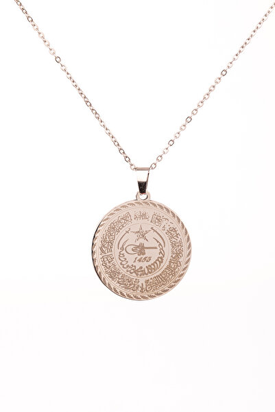 TAKI DERYASI قلادة فضية اللون من الفولاذ المكتوب عليها آيات القرآن الكريم، سل...