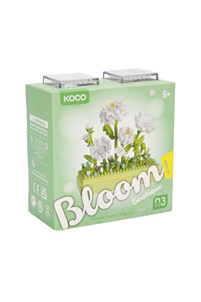 Sunman Koco Bloom Boutique | 285 Piece White Jasmine Lego Building Block Set in Transparent Box - Ages 6+