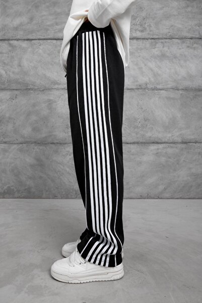 NOMARC Black Striped Baggy Trackpants