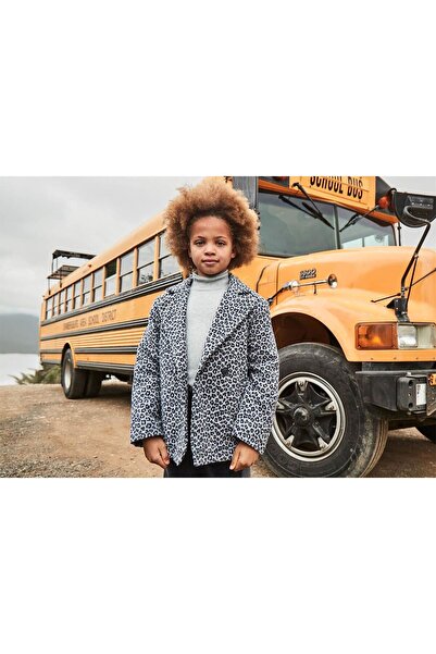 MAYORAL Детско палто с леопардов принт, цвят петрол 7431