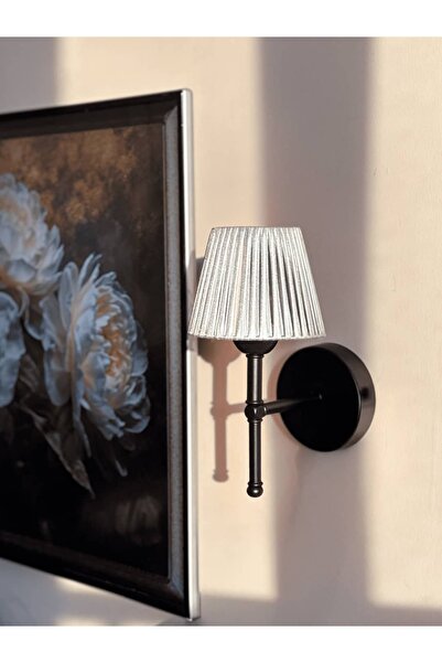 Maison Avf Gümüş Deri Tasarım Kablosuz Pilli Aplik - Alt Siyah