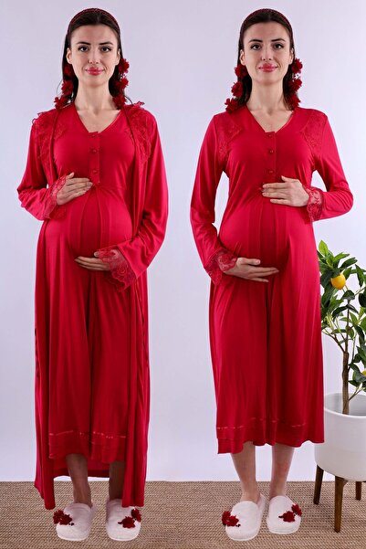 ByLohusa Effortt Cherry Dressing Gown Maternity Maternity Nightgown Set