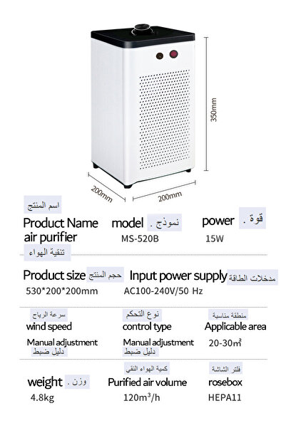 Sumkyle Air Purifiers Bedroom Up to 120 m² Air Purifier HEPA Filter for Pollen Dander Hair Smell low noise