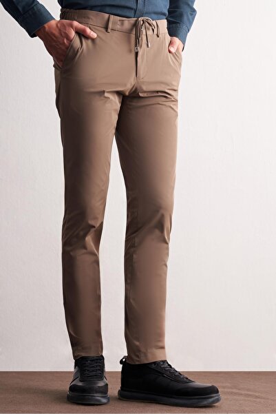 İmza Dark Mink Side Pocket Straight Leg Slim Fit Chino Casual Trousers 1003255158