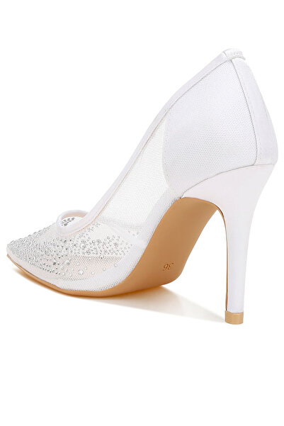 london Rag Women Mesh Rhinestone Stiletto Pump in White