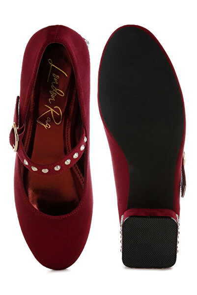 london Rag Women Studded Mary Jane Pumps in Burgundy