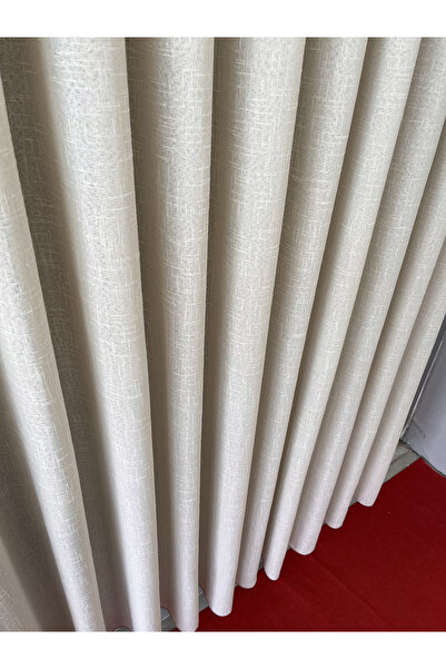 PERDEYERİ Keten Naturel Orjinal 1/3 Sık Pile Tül Perde Bej
