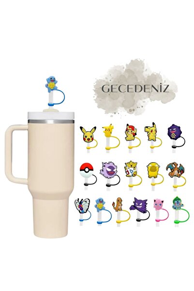 GECEDENİZ Thermos Compatible Straw Stopper Squirtle Pokemon