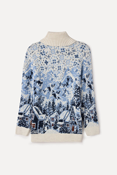 Mudo Loose Fit Jacquard Fishneck Sweater