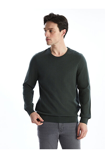 LC Waikiki Lcwaikiki Classic Khaki Crew Neck Long Sleeve Men's Knitwear Sweater