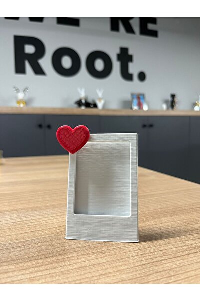 Root Made Kalp Detaylı Mini İnstax Fotoğraf Çerçevesi Masaüstü Minimalist Dekoraif Vesikalık Çerçeve