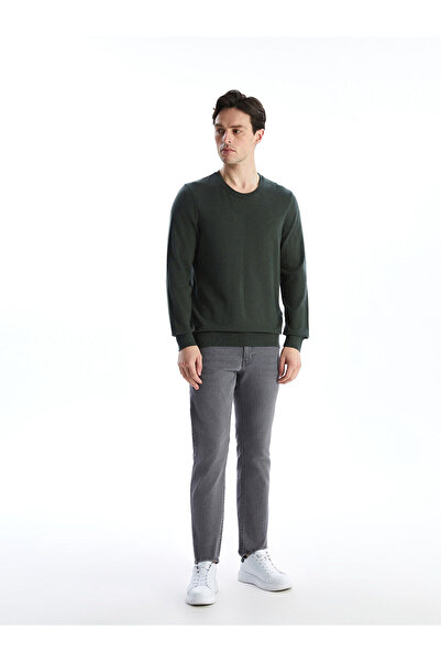 LC Waikiki Lcwaikiki Classic Khaki Crew Neck Long Sleeve Men's Knitwear Sweater