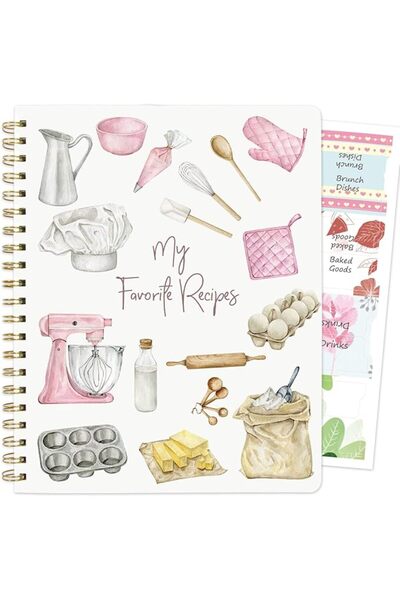 ceiba tree دفتر وصفات فارغ مع ملصقات - شجرة سيبا، ١٢٠ صفحة، ٢٢×٢٨ سم