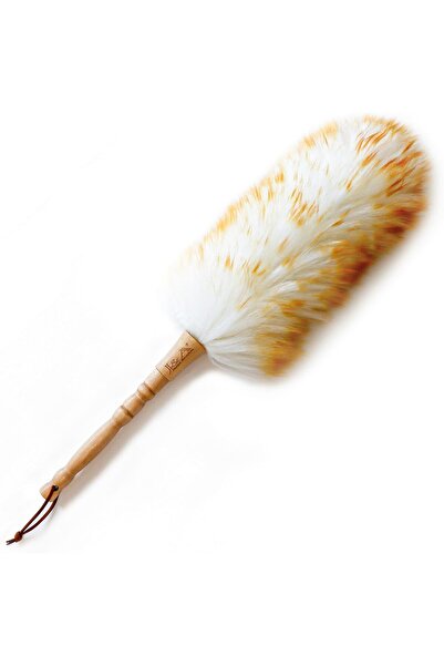 Generic Lambswool Feather Duster with Solid Wooden Handle, Flexible Head, Anti-Static, 48 cm