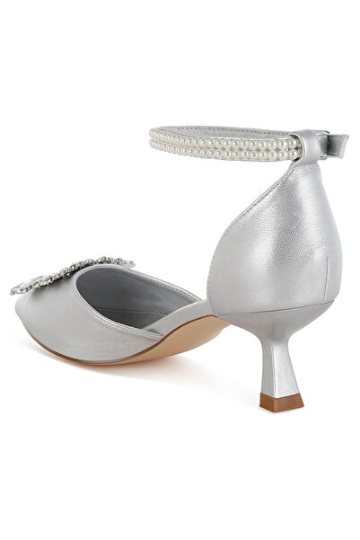 london Rag Women Diamante Brooch Kitten Heel Sandals in Silver