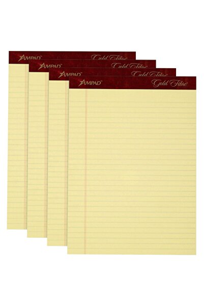 Ampad وسادات قانونية مثقبة من الألياف الذهبية، 8-1/2 × 11-3/4 بوصة، 20 رطلاً،...