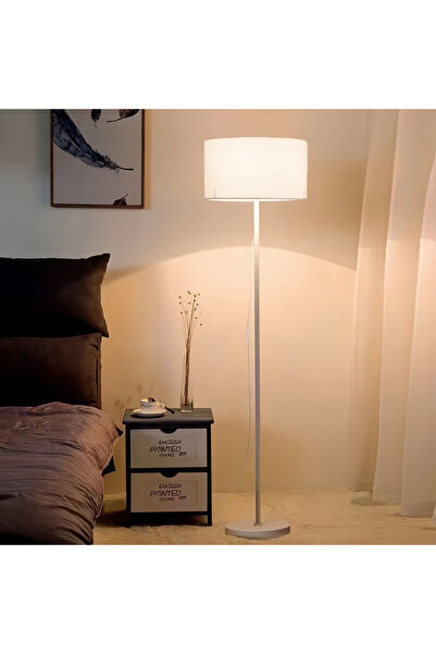 YESMAX Floor Lamp with Fabric Shade, Tall Lamps for Living Room, Bedroom, Office, Dining Room (White)