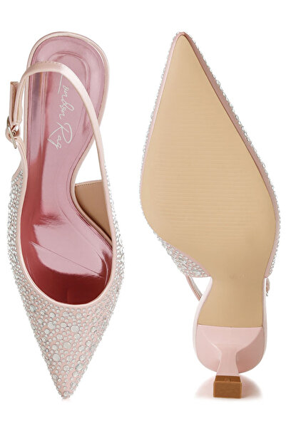 london Rag Women Pointed Toe Rhinestone Slingbacks in Pink