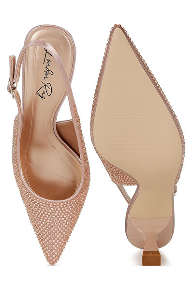 london Rag Women Rhinestones Embellished Slingback Sandals in Rose Gold