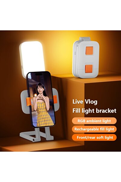 Zen Store Selfie Light D2 Pro Mini RGB Fill Light Colorful Pocket Light with Mobile Phone Holder for Live Vlog