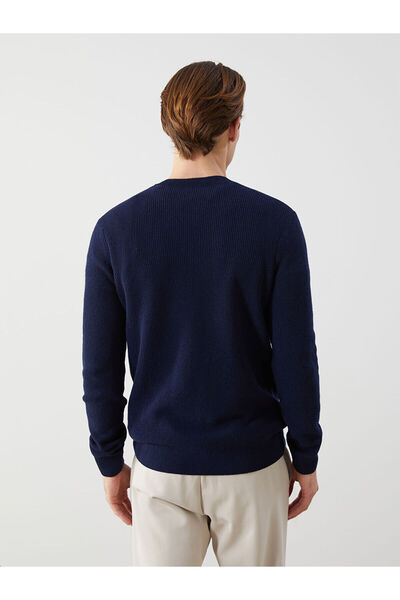 LC Waikiki Ανδρικό πλεκτό πουλόβερ Navy Blue Crew Neck