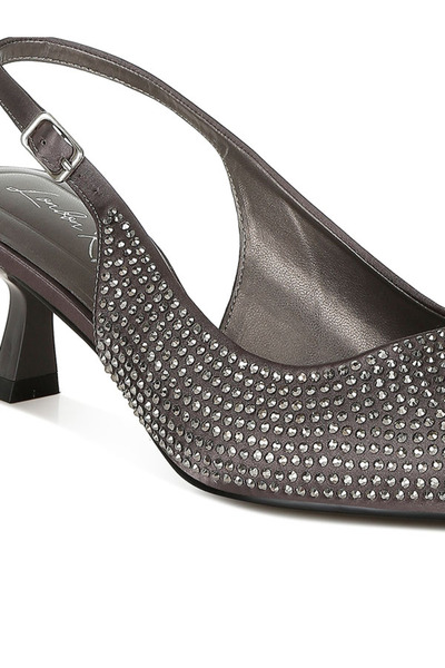 london Rag Women Rhinestones Embellished Slingback Sandals in Pewter