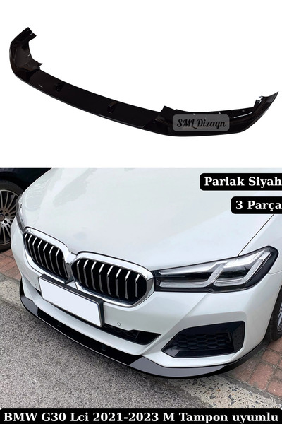 SML Dizayn 2021-2022-2023 G30 Lci Ön Lip Ek 3 Parça Parlak Siyah (M Tampon uy...