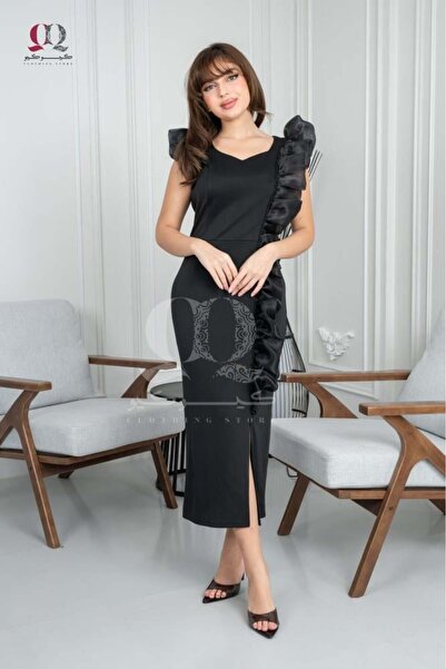 Aljouri Glamour Flare Black Evening Dress