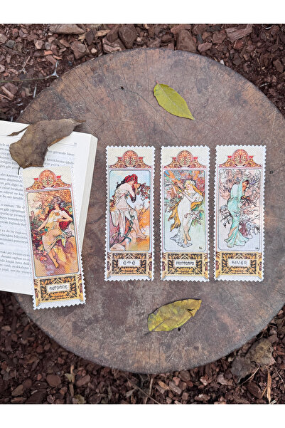 pamukcanta علامة كتاب من قماش موتشا (4 قطع) قابلة للغسل