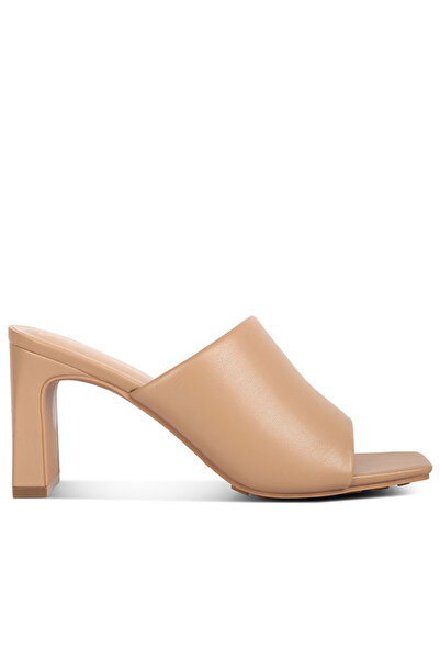 london Rag Women Slip-On Mid Heel Sandals in Camel
