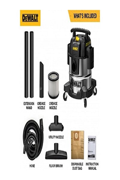 Dewalt DXV25S ISLAK KURU VAKUMLU PASLANMAZ SÜPÜRGE 25 LT