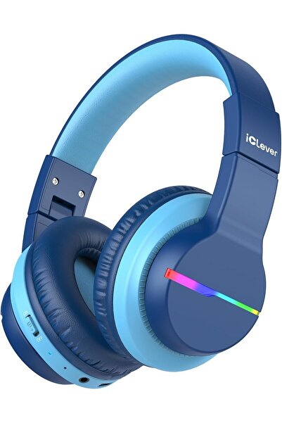 iClever Bluetooth Kids Headphones BTH12, LED Lights, 74/85 dBA Volume Limit, 85H Playtime, Bluetooth