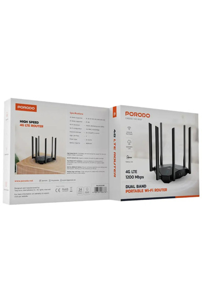 porodo Dual Band Portable Wi-Fi Router - Black