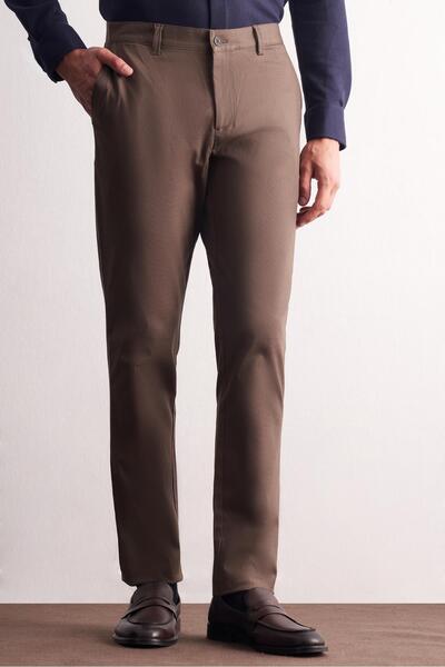 İmza Brown Side Pocket Straight Leg Cotton Comfort Fit Chino Casual Pants 1003255167