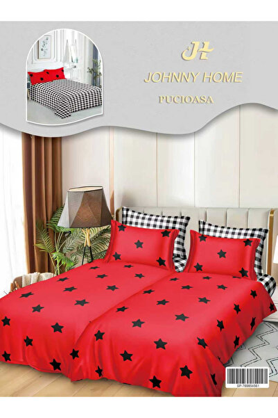 FIONNA.RO Lenjerie Din Bumbac Satinat 7 Piese Cu 2 Cearceafuri Pilota - Roșie...