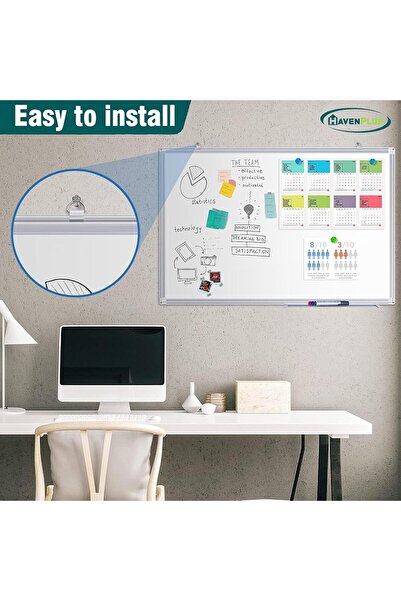 HavenPlus Wall Mounted White Board with Pen Tray — 90 x 60 cm (Dry Erase)
