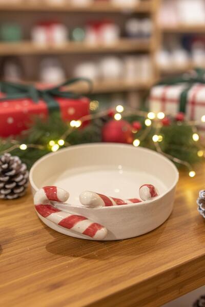 Brandsmiths Candy Cane Patterned Ceramic Plate
