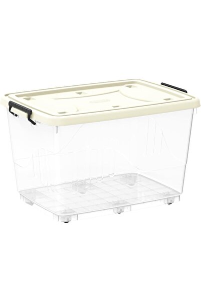 Cosmoplast 82L Transparent Plastic Storage Box with Wheels & Latch Lock Lid