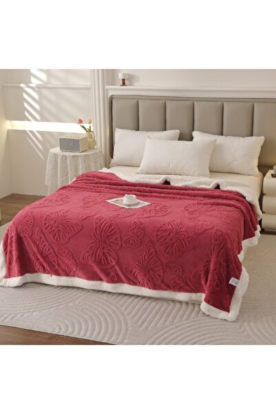CumparaMisim Cocolino Fluffy Blanket with Fur, 3D embossed butterflies