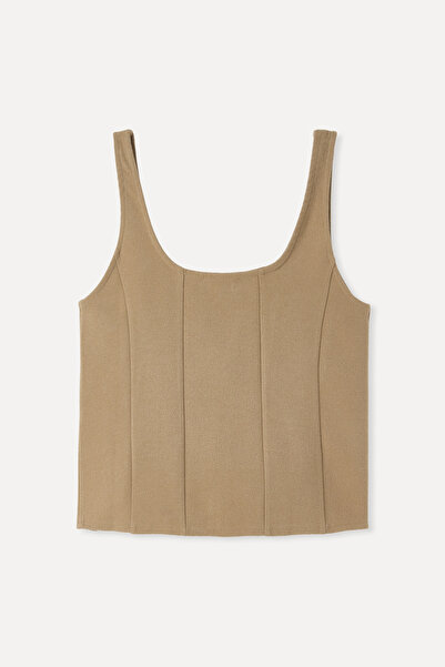 Mudo Fitted U Neck Zippered Sleeveless Blouse